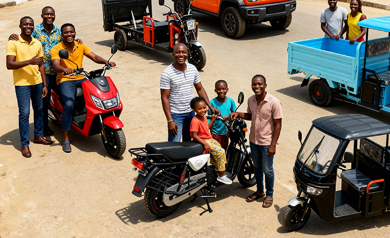 JAHA Electric Vehicle driving on African road